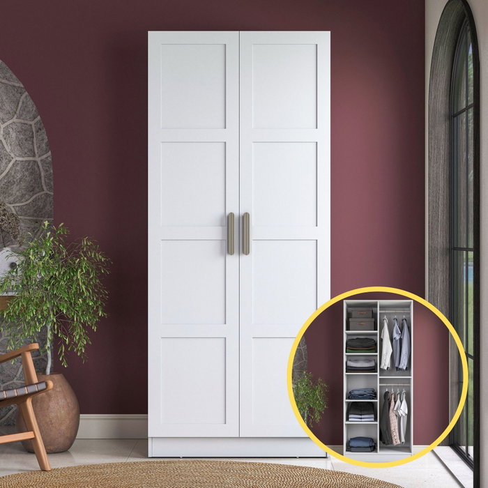 Hanah Home Armario Blanco con Estanterías Hanah Home Armario Blanco con Estanterías